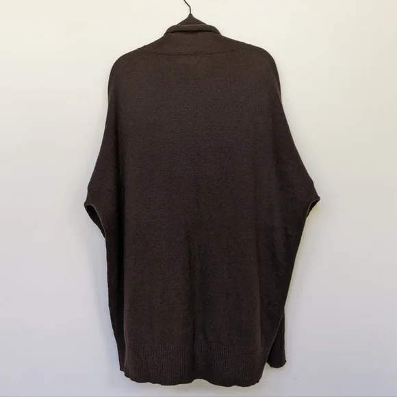 Cashmere Dolman Sleeve Chocolate Brown Long Line Open Front Cardigan - Picture 5 of 5